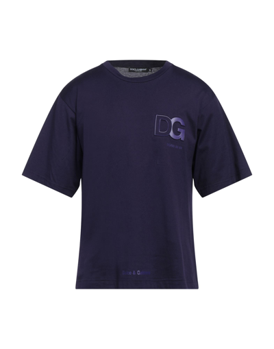 Shop Dolce & Gabbana Man T-shirt Dark Purple Size 34 Cotton, Polyurethane