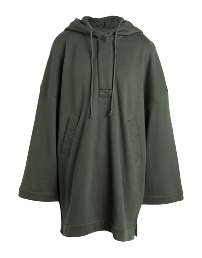 Shop Ninety Percent Amaryllis Org Ctn American Fleece Oversize Anorak Woman Sweatshirt Military Green Siz