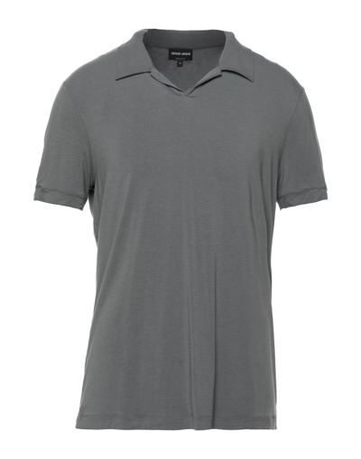 Shop Giorgio Armani Man Polo Shirt Lead Size 50 Viscose, Elastane In Grey
