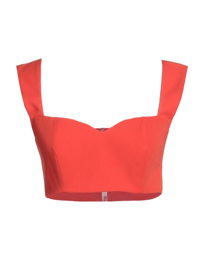 Shop Actualee Woman Top Coral Size 4 Polyester, Elastane In Red