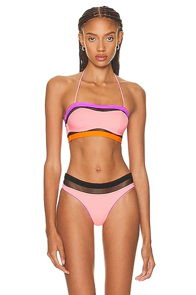 Shop Agent Provocateur Zenaya Bikini Bandeau Top In Coral  Neon Lilac  & Black
