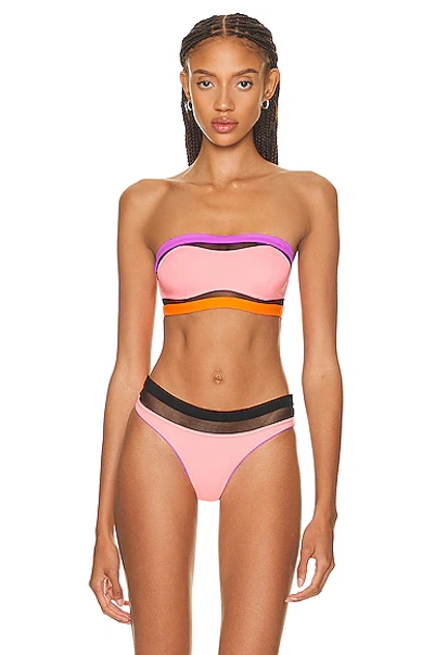 Shop Agent Provocateur Zenaya Bikini Bandeau Top In Coral  Neon Lilac  & Black