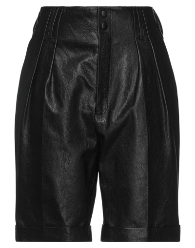 Shop Saint Laurent Woman Shorts & Bermuda Shorts Black Size 6 Leather