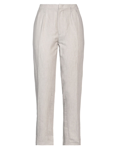Shop Dondup Woman Pants Light Grey Size 28 Linen, Viscose