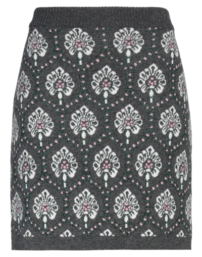 Shop Be Blumarine Woman Mini Skirt Grey Size 8 Wool, Viscose, Polyamide, Cashmere, Metallic Polyester