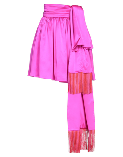 Shop Rochas Woman Mini Skirt Fuchsia Size 4 Silk, Acetate In Pink