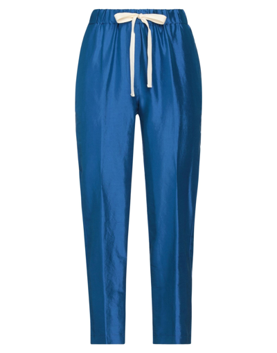 Shop Brian Dales Woman Pants Bright Blue Size 10 Silk