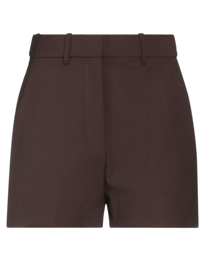 Shop Valentino Garavani Woman Shorts & Bermuda Shorts Dark Brown Size 4 Polyester, Virgin Wool, Elastane