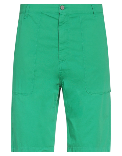 Shop Bikkembergs Man Shorts & Bermuda Shorts Green Size 31 Cotton, Elastane