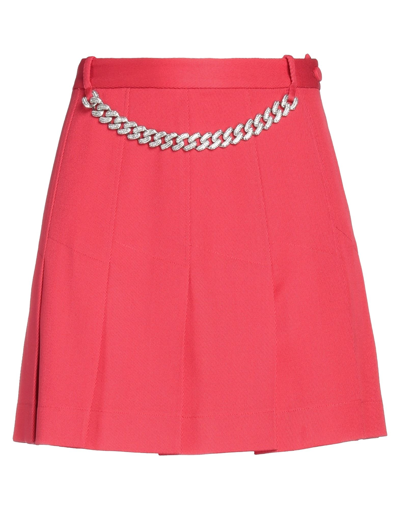 Giuseppe Di Morabito Pleated Wool Flannel Mini Skirt W/chain In Red