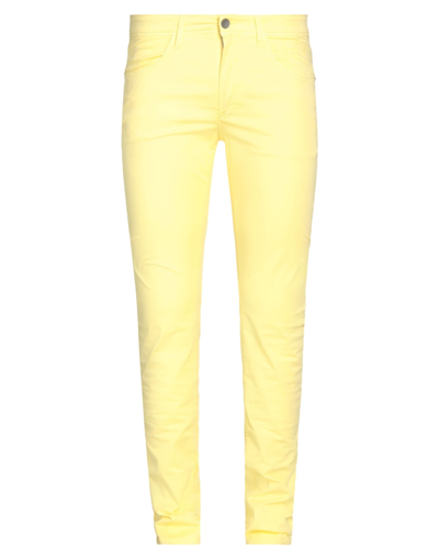 Shop Jeckerson Man Pants Light Yellow Size 35 Cotton, Elastane