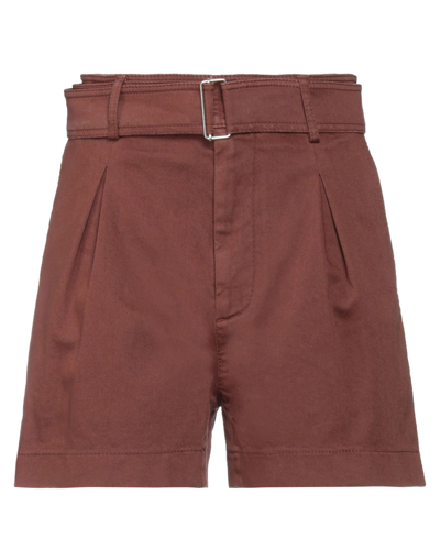 Shop Ndegree21 Woman Shorts & Bermuda Shorts Brown Size 6 Cotton, Elastane