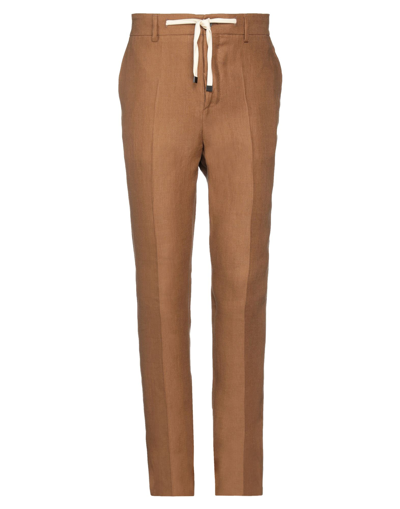 Shop Brian Dales Man Pants Camel Size 32 Linen In Beige