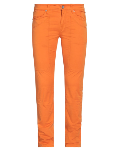 Shop Jeckerson Man Pants Orange Size 32 Cotton, Elastane