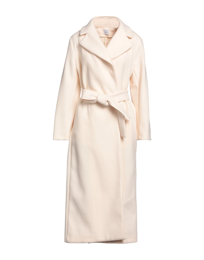 Shop Eleonora Stasi Woman Coat Ivory Size L Wool, Viscose, Elastane In White