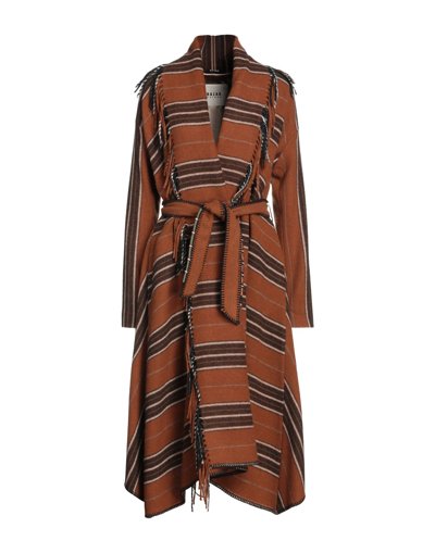 Shop Bazar Deluxe Woman Overcoat & Trench Coat Brown Size 4 Wool, Polyamide