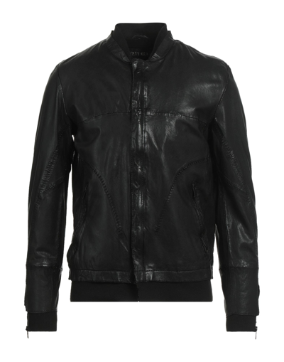 Shop Freaky Nation Man Jacket Black Size Xxl Lambskin, Cotton, Elastane