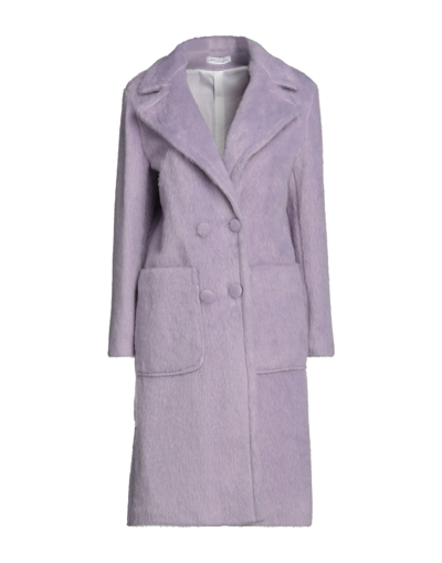 Shop Yes London Woman Coat Lilac Size 8 Acrylic, Polyamide In Purple