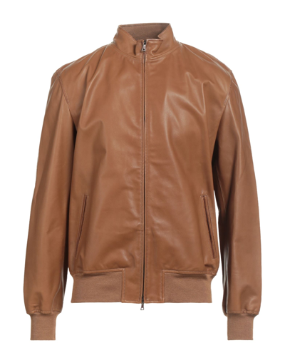 Shop Stewart Man Jacket Camel Size 3xl Soft Leather In Beige