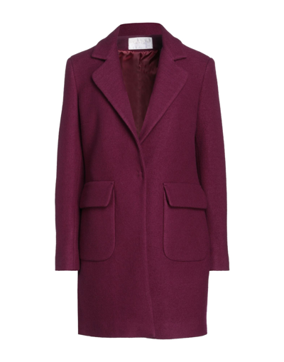Shop Annie P . Woman Coat Garnet Size 10 Virgin Wool In Red