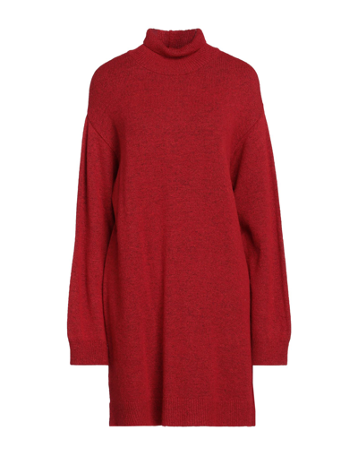 Shop Na-kd Woman Mini Dress Brick Red Size Xs Acrylic, Polyester