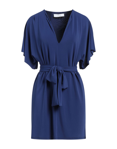 Shop Kaos Woman Mini Dress Blue Size 10 Acrylic, Polyamide, Elastane