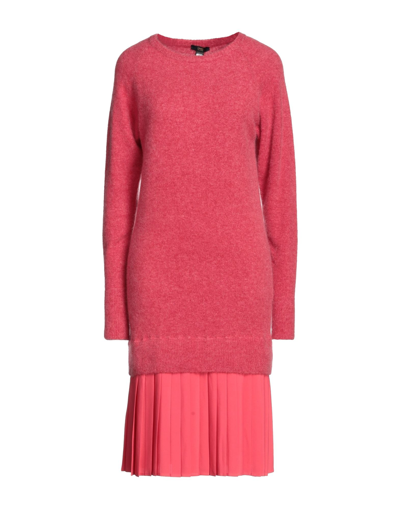 Shop Cavalli Class Woman Midi Dress Coral Size 2 Mohair Wool, Wool, Polyamide, Elastane, Silk In Red