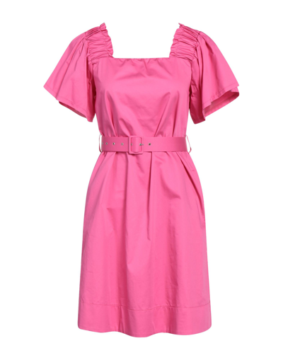 Shop Kaos Woman Mini Dress Fuchsia Size 8 Cotton In Pink
