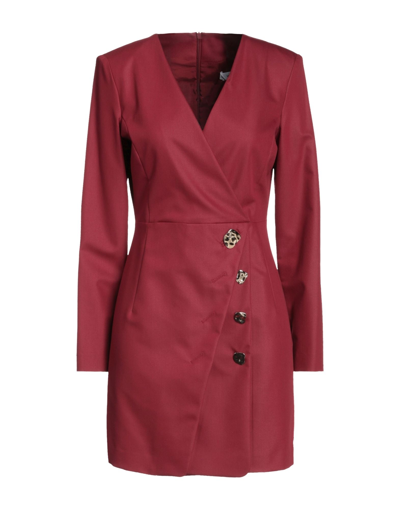 Shop Space Simona Corsellini Simona Corsellini Woman Mini Dress Burgundy Size 4 Polyester, Viscose, Elastane In Red