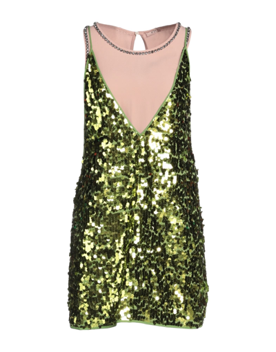 Shop Ndegree21 Woman Mini Dress Green Size 4 Polyester, Acetate, Silk, Glass, Metal