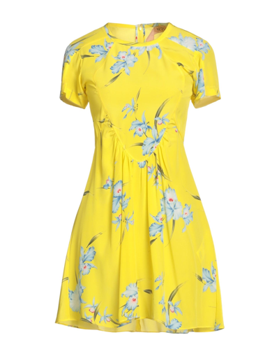 Shop Ndegree21 Woman Mini Dress Yellow Size 4 Silk