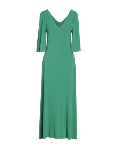 Shop Kaos Woman Maxi Dress Green Size 4 Acetate, Polyamide, Elastane