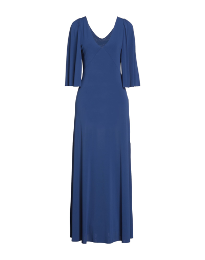 Shop Kaos Woman Maxi Dress Blue Size 6 Acetate, Polyamide, Elastane