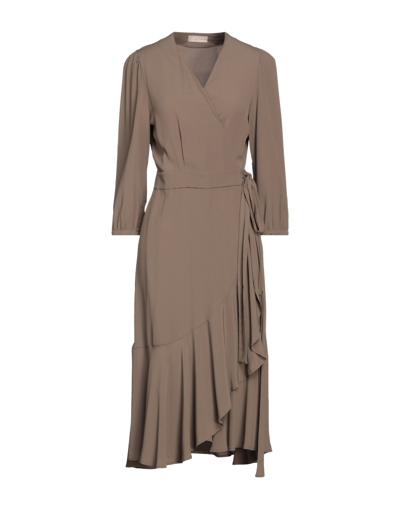 Shop Momoní Woman Midi Dress Brown Size 6 Acetate, Silk