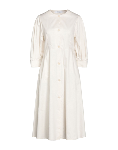 Shop Kaos Woman Midi Dress Ivory Size 8 Cotton In White