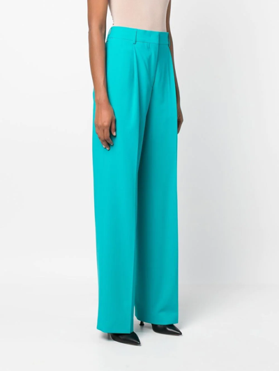 Shop Msgm Straight-leg Wool Trousers In Blau