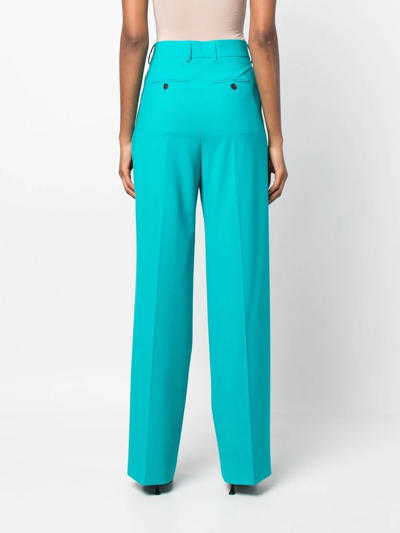 Shop Msgm Straight-leg Wool Trousers In Blau