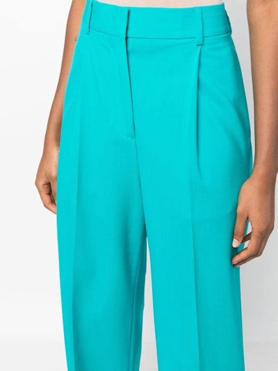 Shop Msgm Straight-leg Wool Trousers In Blau