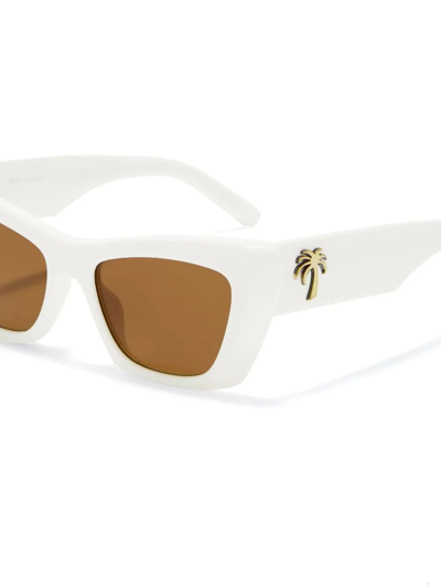 Palm Angels Hermosa Rectangular-frame Sunglasses In Weiss