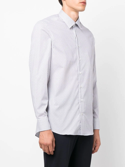 Shop Etro Geometric-pattern Long-sleeve Shirt In White