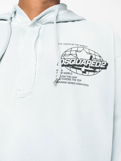 Shop Dsquared2 Logo-print Cotton Hoodie In Blau
