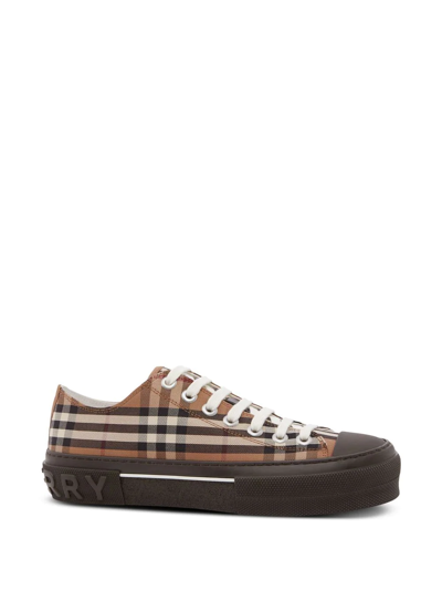 Shop Burberry Check-print Low-top Sneakers In Braun