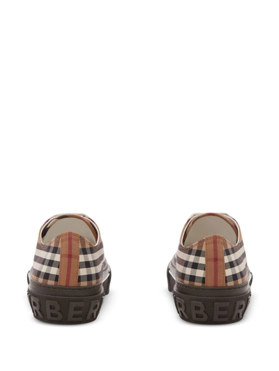 Shop Burberry Check-print Low-top Sneakers In Braun