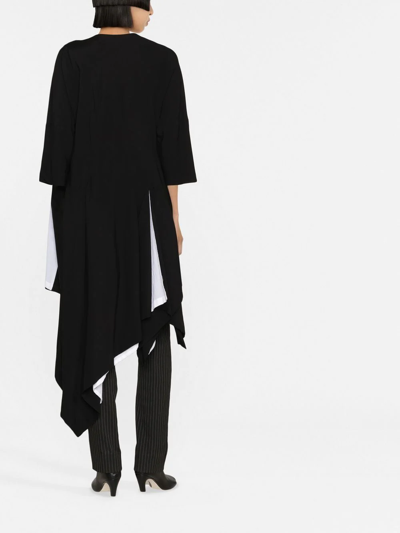 Shop Yohji Yamamoto Asymmetric Half-sleeve Coat In Black