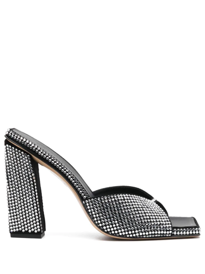 Gia Borghini 115mm Crystal-embellished Block Heels In Silver