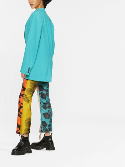 Msgm Turquoise Virgin Wool Single-breasted Blazer In Blue