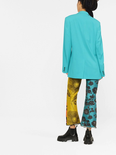 Msgm Turquoise Virgin Wool Single-breasted Blazer In Blue
