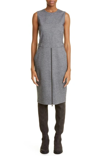 Shop Max Mara Ginnata Zip Front Wool Midi Dress In Dark Grey