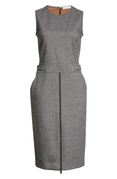 Shop Max Mara Ginnata Zip Front Wool Midi Dress In Dark Grey