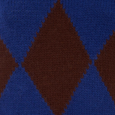 La Doublej Argyle-check Knitted Vest In Bordeaux/blue